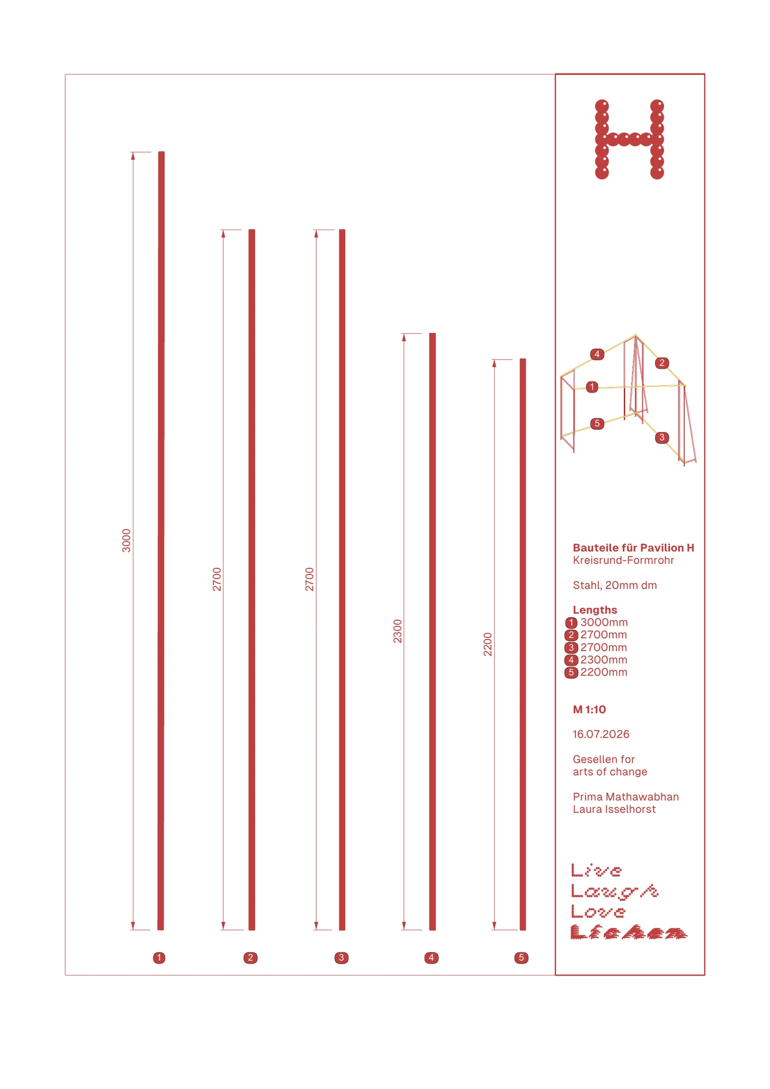Pavilion H — round-tube elements
