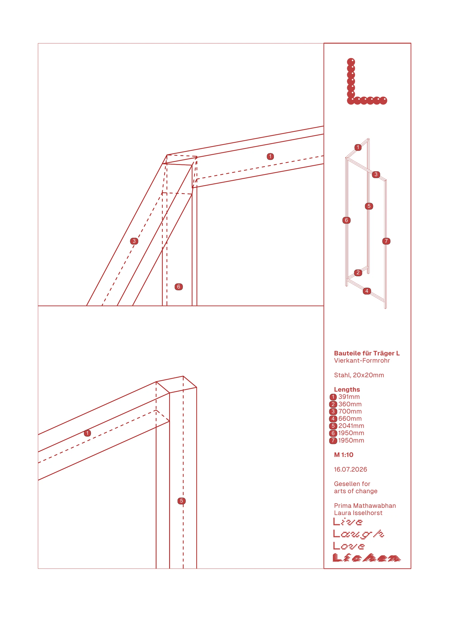 Frame L — connection detail